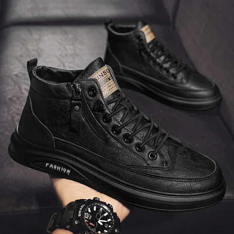 Men Autumn High Top Leather Casual Ankle Boots