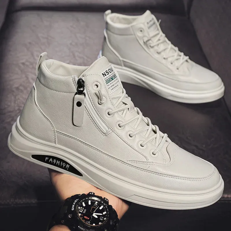 Men Autumn High Top Leather Casual Ankle Boots