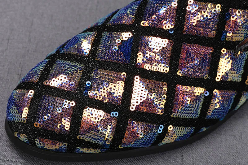 Men Casual Pointed Charm Sequins Flat Formal Oxfords Dress Shoes