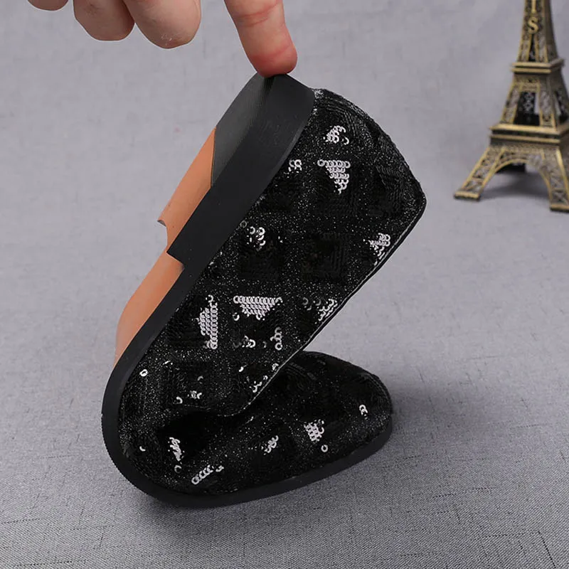 Men Casual Pointed Charm Sequins Flat Formal Oxfords Dress Shoes