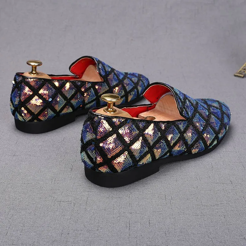 Men Casual Pointed Charm Sequins Flat Formal Oxfords Dress Shoes