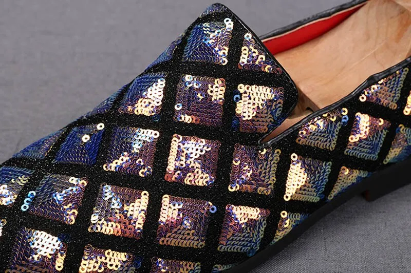 Men Casual Pointed Charm Sequins Flat Formal Oxfords Dress Shoes