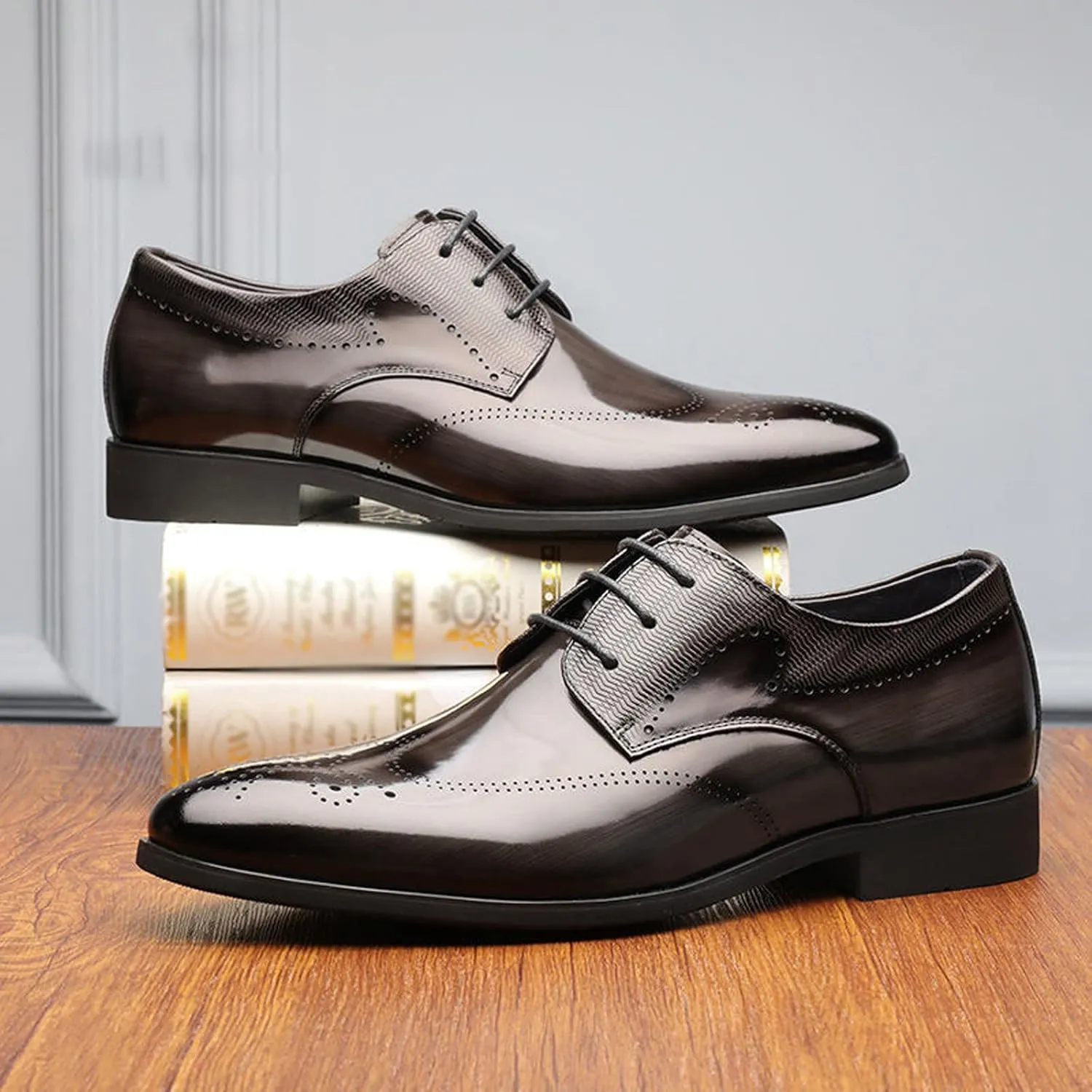Men Leather Cap Toe Oxford Business Formal Dress Fashion Style Men's Breathable Black Oxford Shoes for Men Shiny