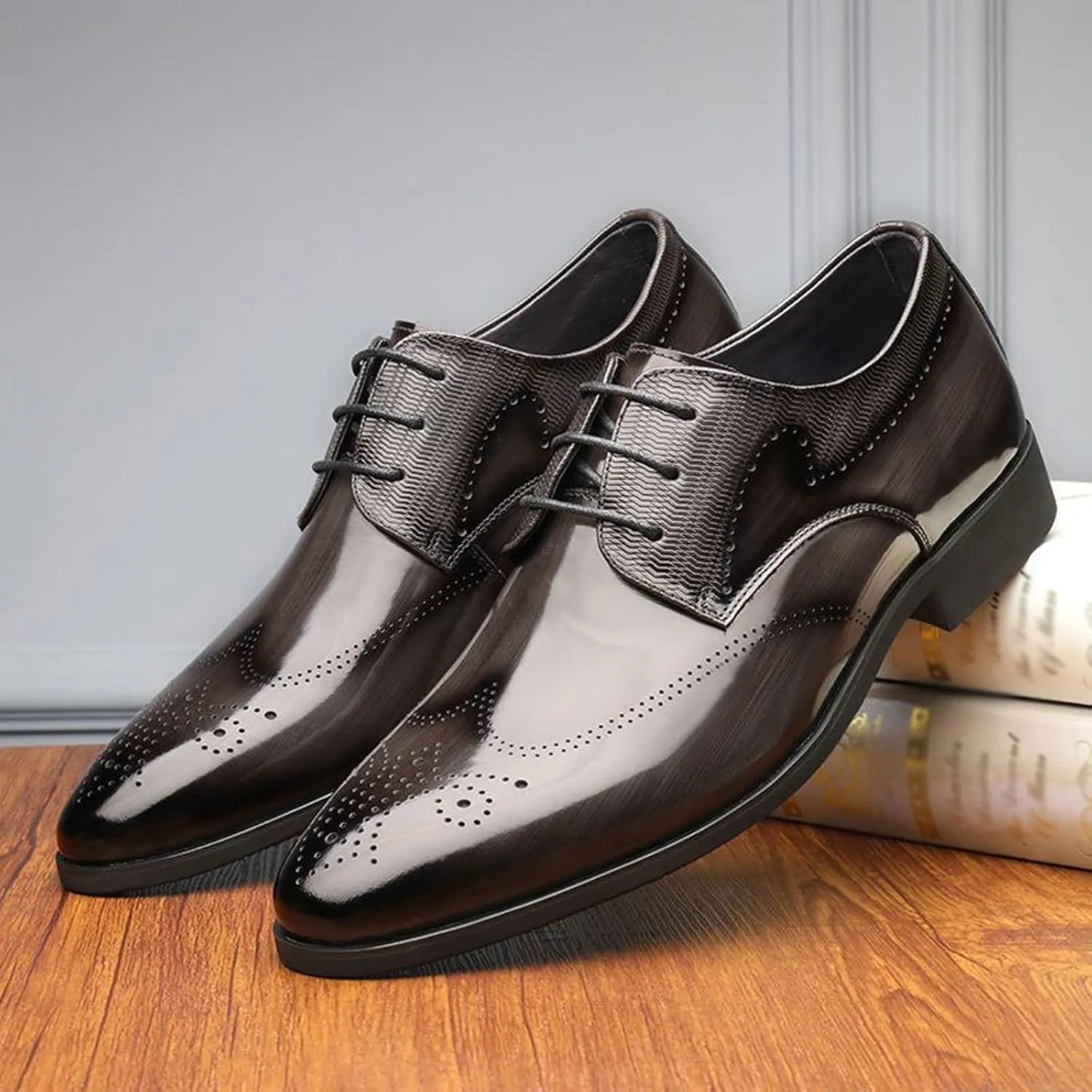 Men Leather Cap Toe Oxford Business Formal Dress Fashion Style Men's Breathable Black Oxford Shoes for Men Shiny