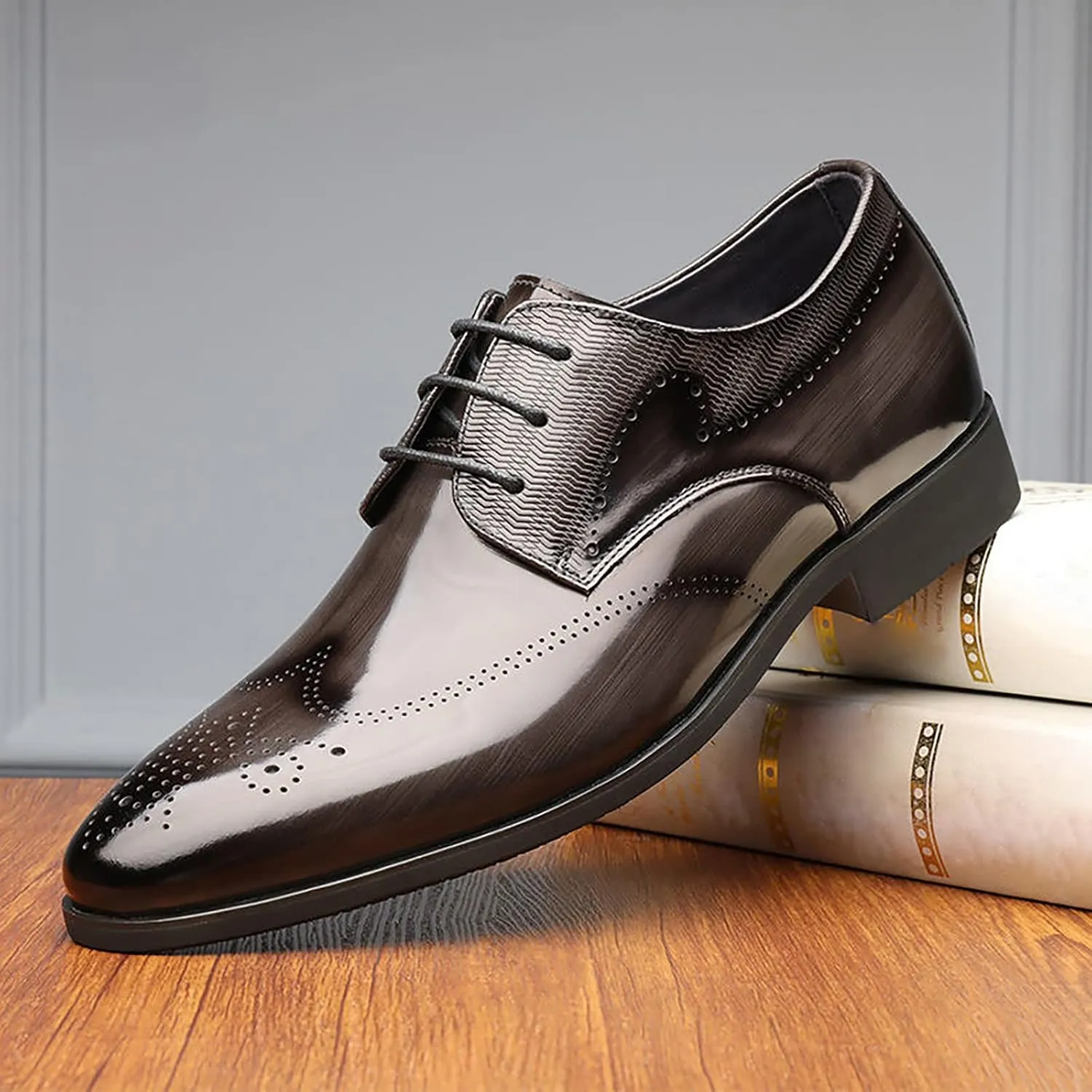 Men Leather Cap Toe Oxford Business Formal Dress Fashion Style Men's Breathable Black Oxford Shoes for Men Shiny