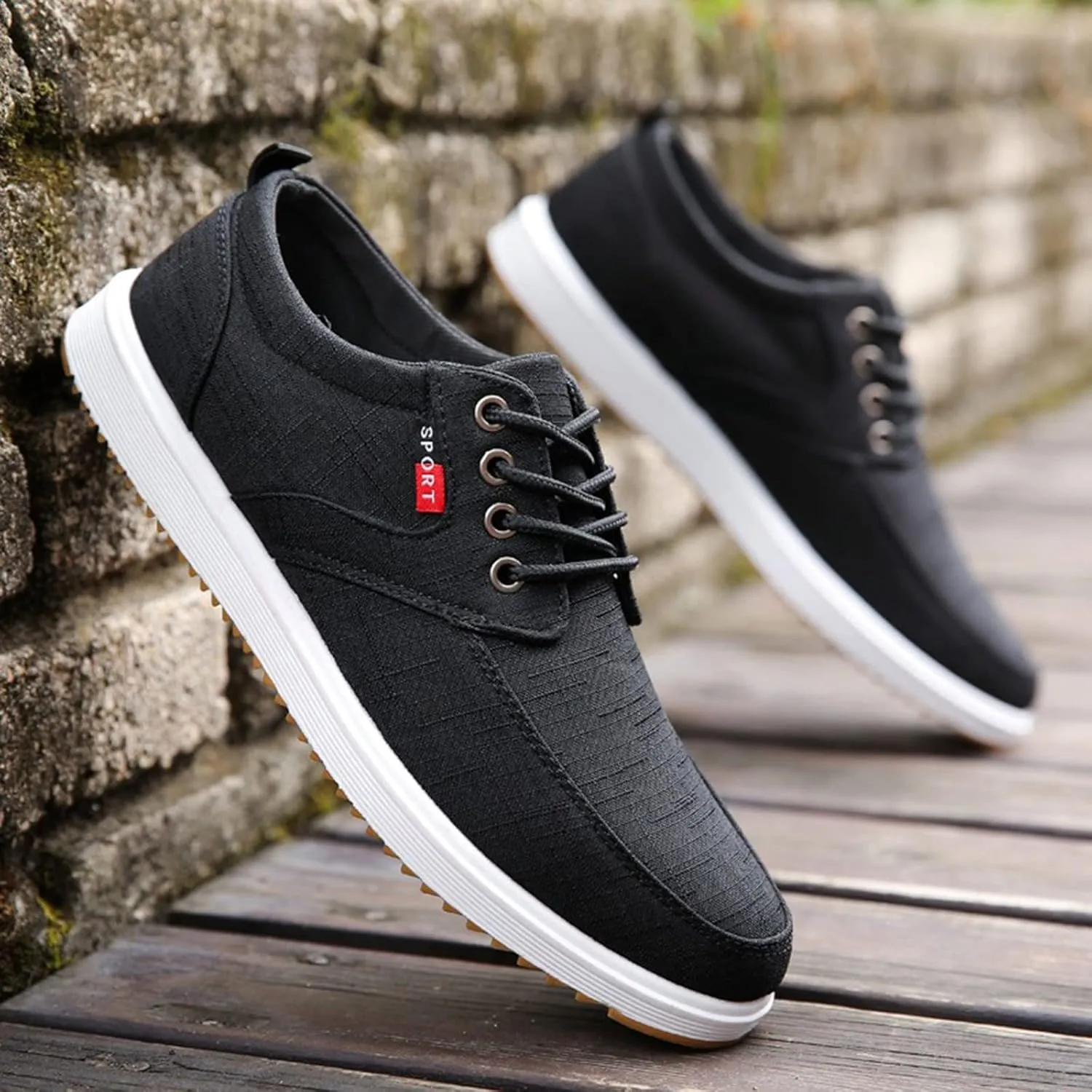 Men Shoes Fashion Canvas High Soled Canvas Sports Casual Shoes for Men Sneaker Storage Boxes Sneaker