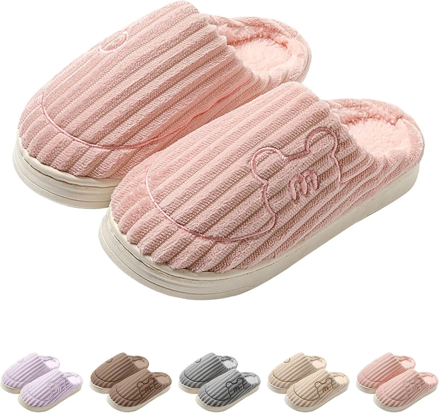 Men Women House Slippers Non Slip Cotton Plush Lined Home Slipper Indoor and Outdoor Sort Cozy Bedroom Slippers