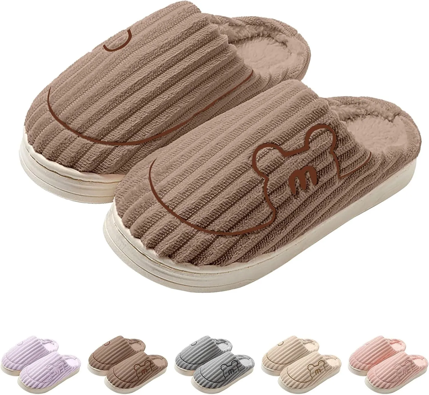 Men Women House Slippers Non Slip Cotton Plush Lined Home Slipper Indoor and Outdoor Sort Cozy Bedroom Slippers