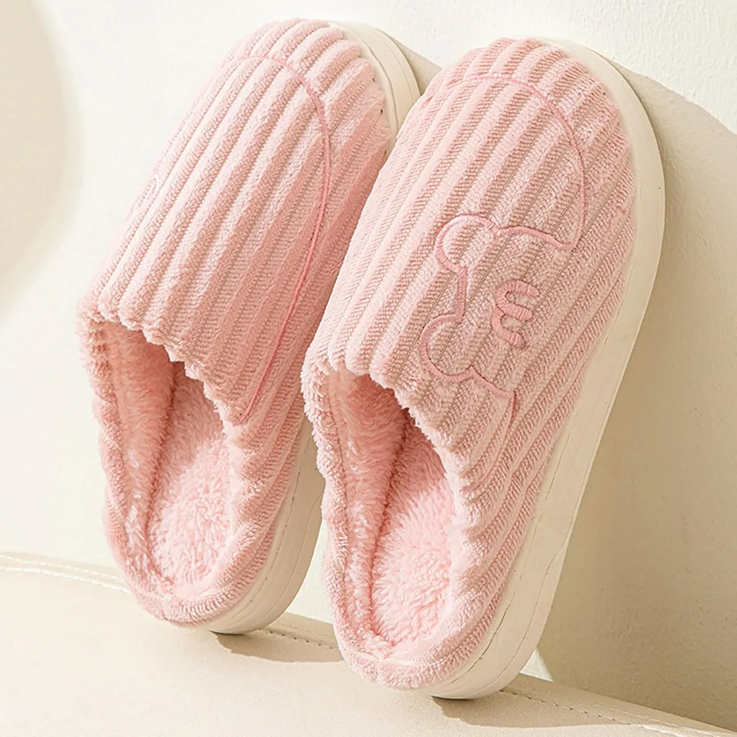 Men Women House Slippers Non Slip Cotton Plush Lined Home Slipper Indoor and Outdoor Sort Cozy Bedroom Slippers