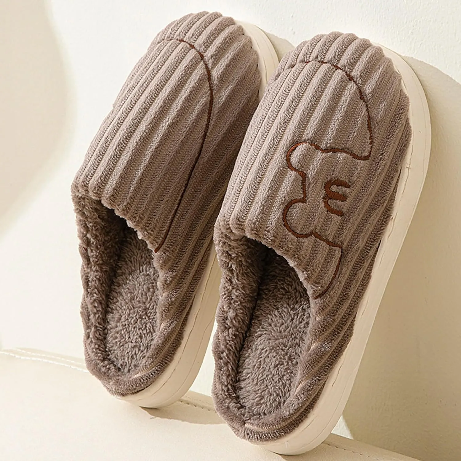 Men Women House Slippers Non Slip Cotton Plush Lined Home Slipper Indoor and Outdoor Sort Cozy Bedroom Slippers