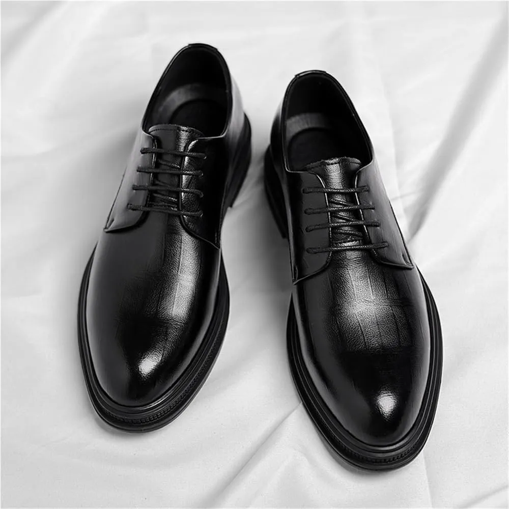 Men's Autumn Dress Business Leather Shoes British Height Increasing Casual Suit Groom Wedding Shoes Mens Formal Leather Shoes(7.5)