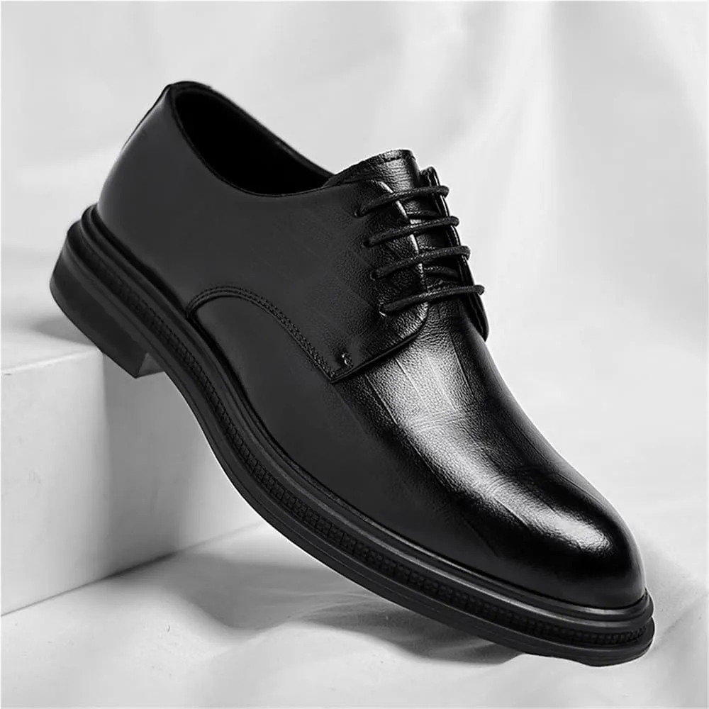 Men's Autumn Dress Business Leather Shoes British Height Increasing Casual Suit Groom Wedding Shoes Mens Formal Leather Shoes(7.5)