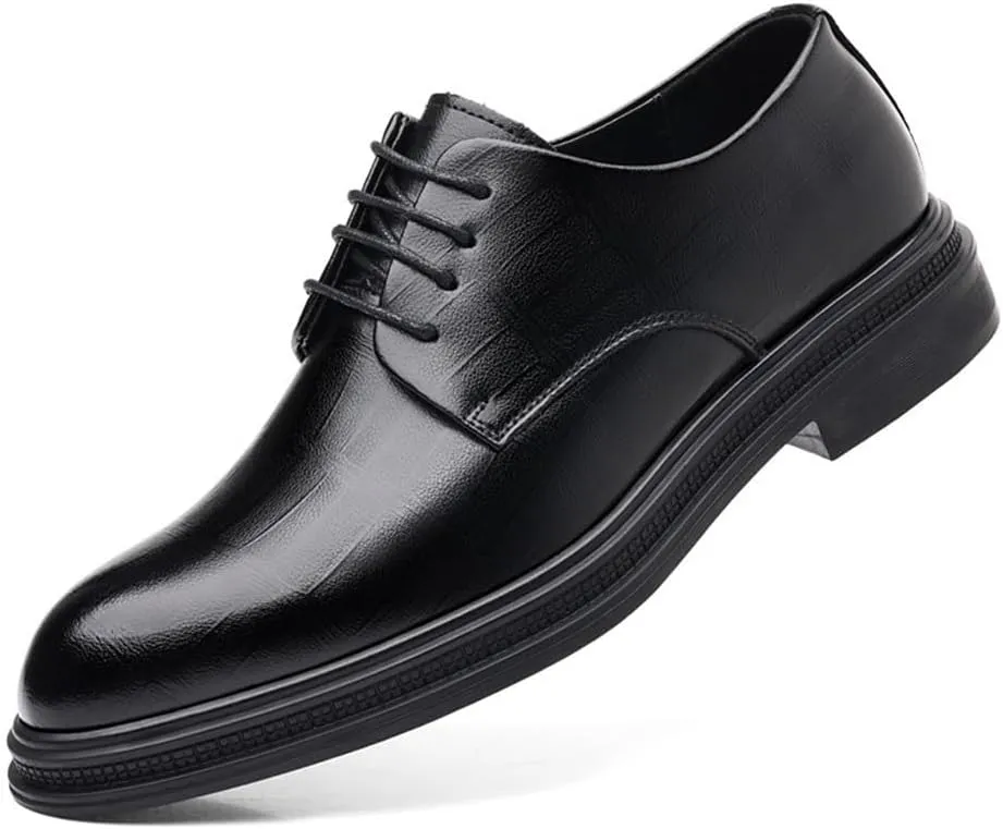 Men's Autumn Dress Business Leather Shoes British Height Increasing Casual Suit Groom Wedding Shoes Mens Formal Leather Shoes(7.5)
