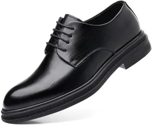 Men's Autumn Dress Business Leather Shoes British Height Increasing Casual Suit Groom Wedding Shoes Mens Formal Leather Shoes(7.5)