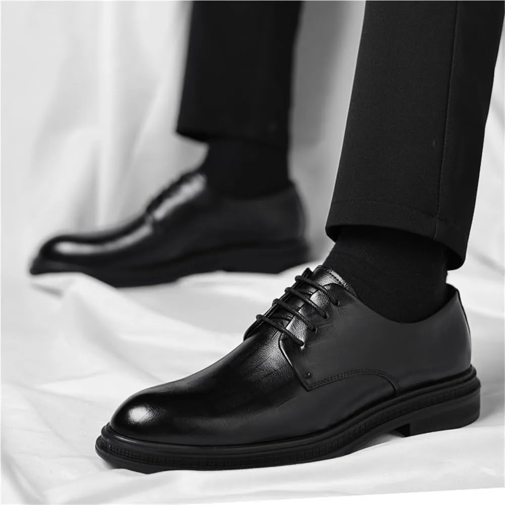 Men's Autumn Dress Business Leather Shoes British Height Increasing Casual Suit Groom Wedding Shoes Mens Formal Leather Shoes(7.5)