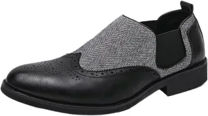 Men's Casual Oxford Shoes Leather Slip On Loafers Business Flats Trendy Moccasins Dress Sneakers Comfortable