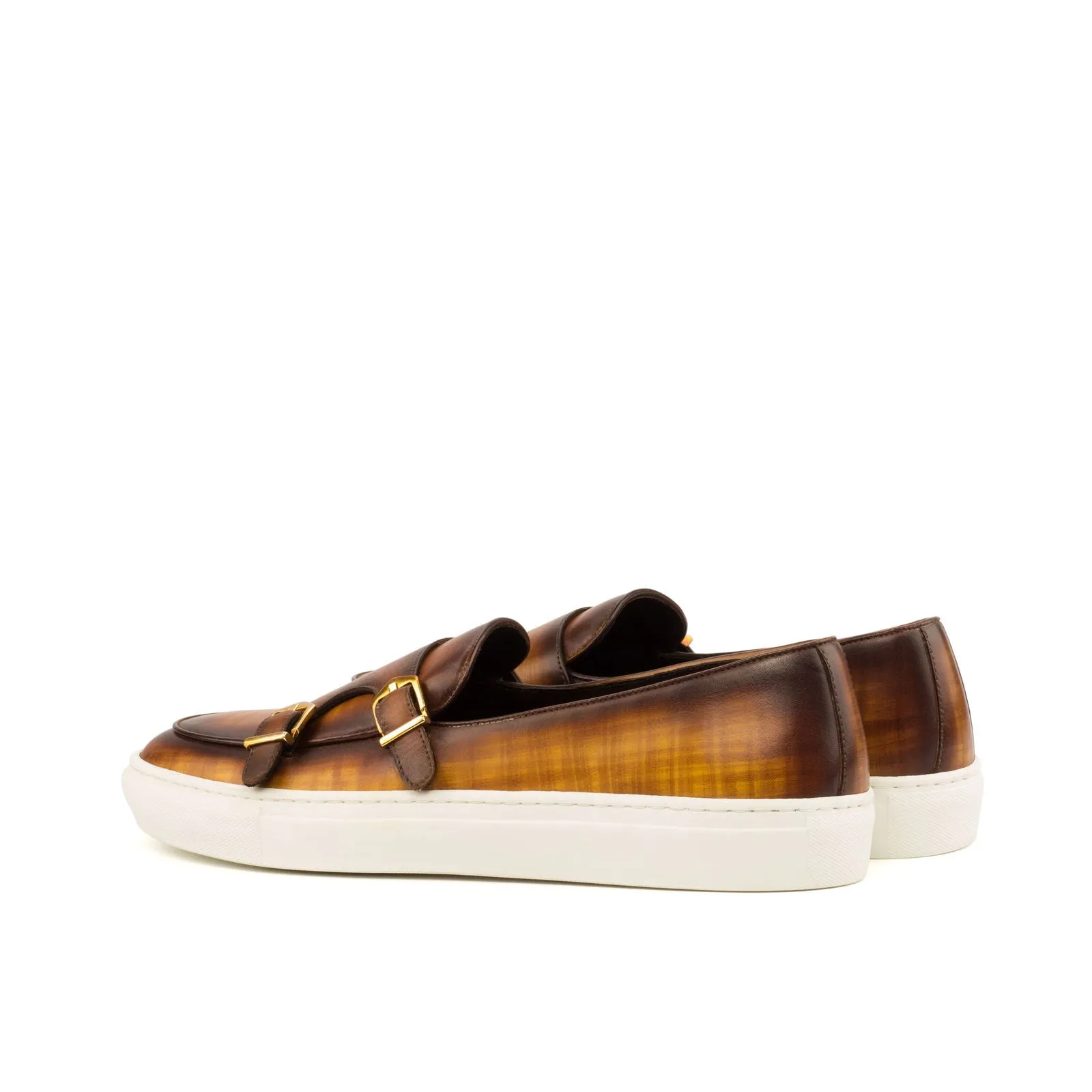 Men's Double Monk Sneakers Patina Wide Plus Size 3667