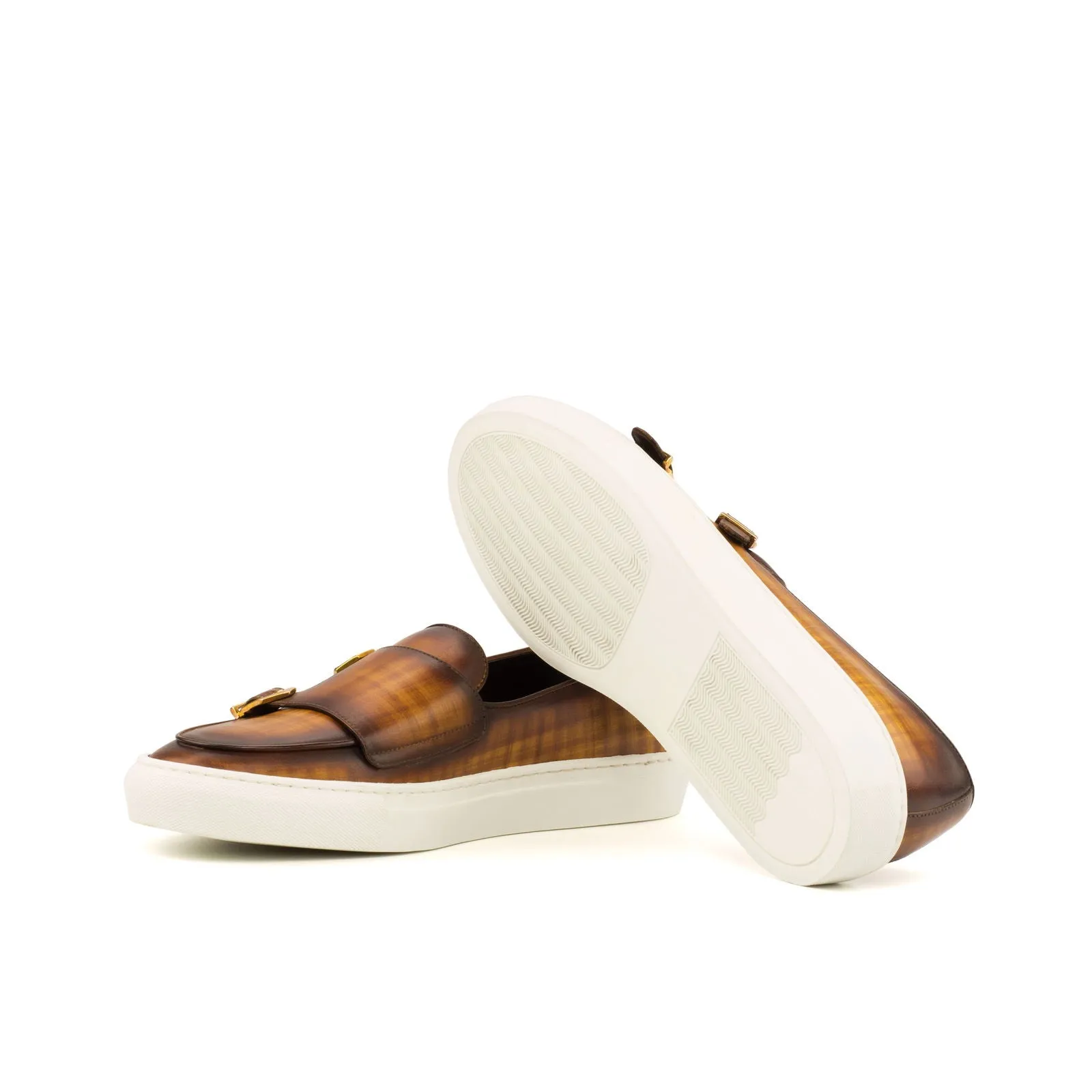 Men's Double Monk Sneakers Patina Wide Plus Size 3667