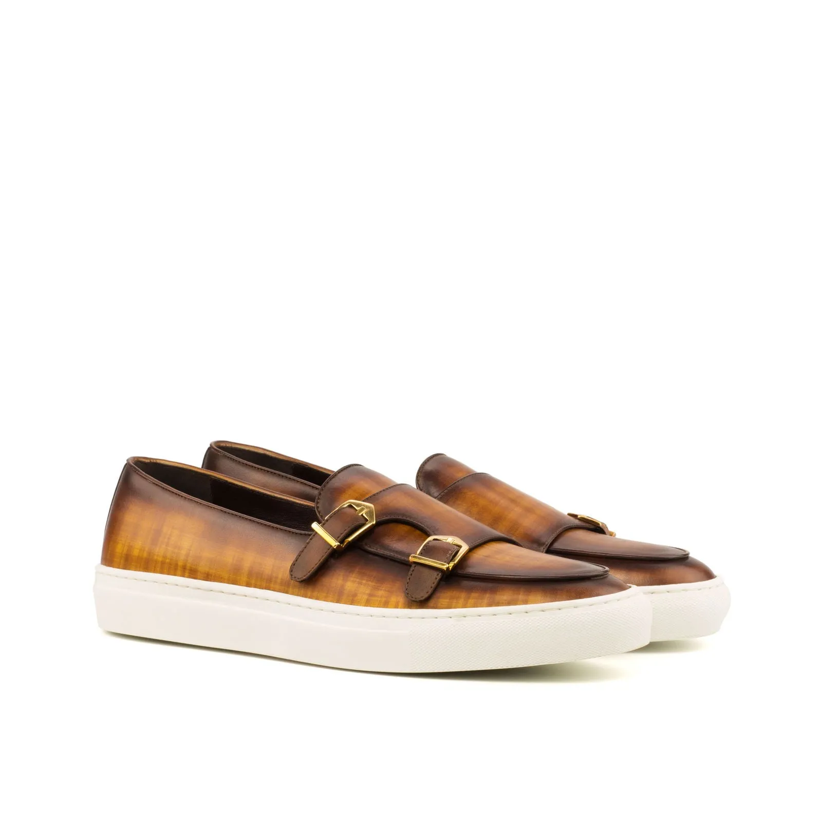Men's Double Monk Sneakers Patina Wide Plus Size 3667