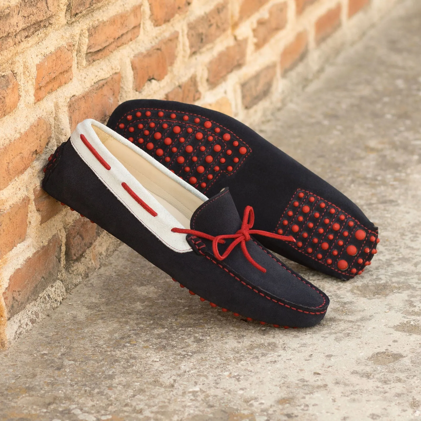 Men's Driver (Driving) Leather Shoes Plus Size Red White 4822