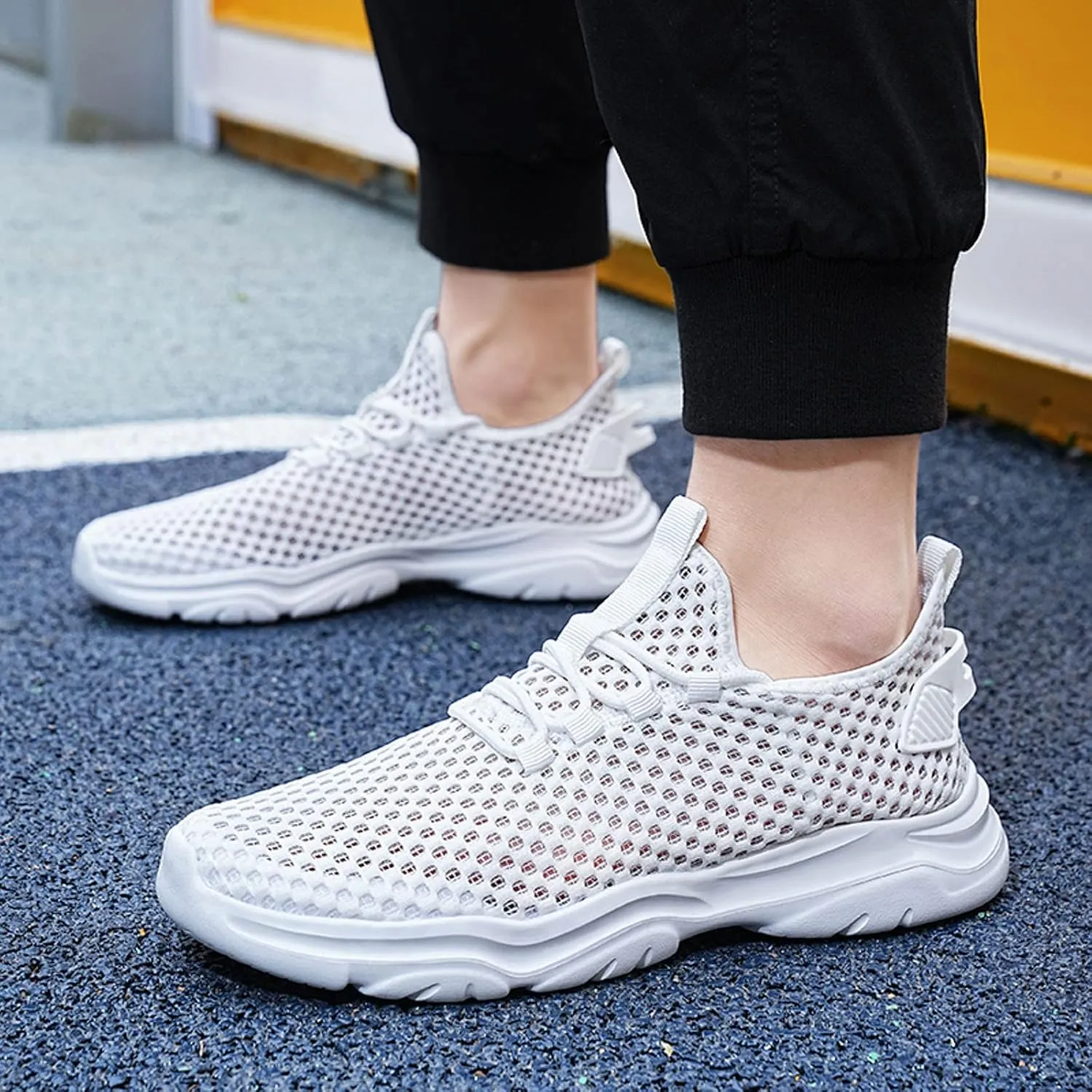 Men's Fashion Sneakers Men's Athletic Shoes Sneakers Classic Casual Walking Shoes Men Casual Comfortable Breathable Slip on Men Black on