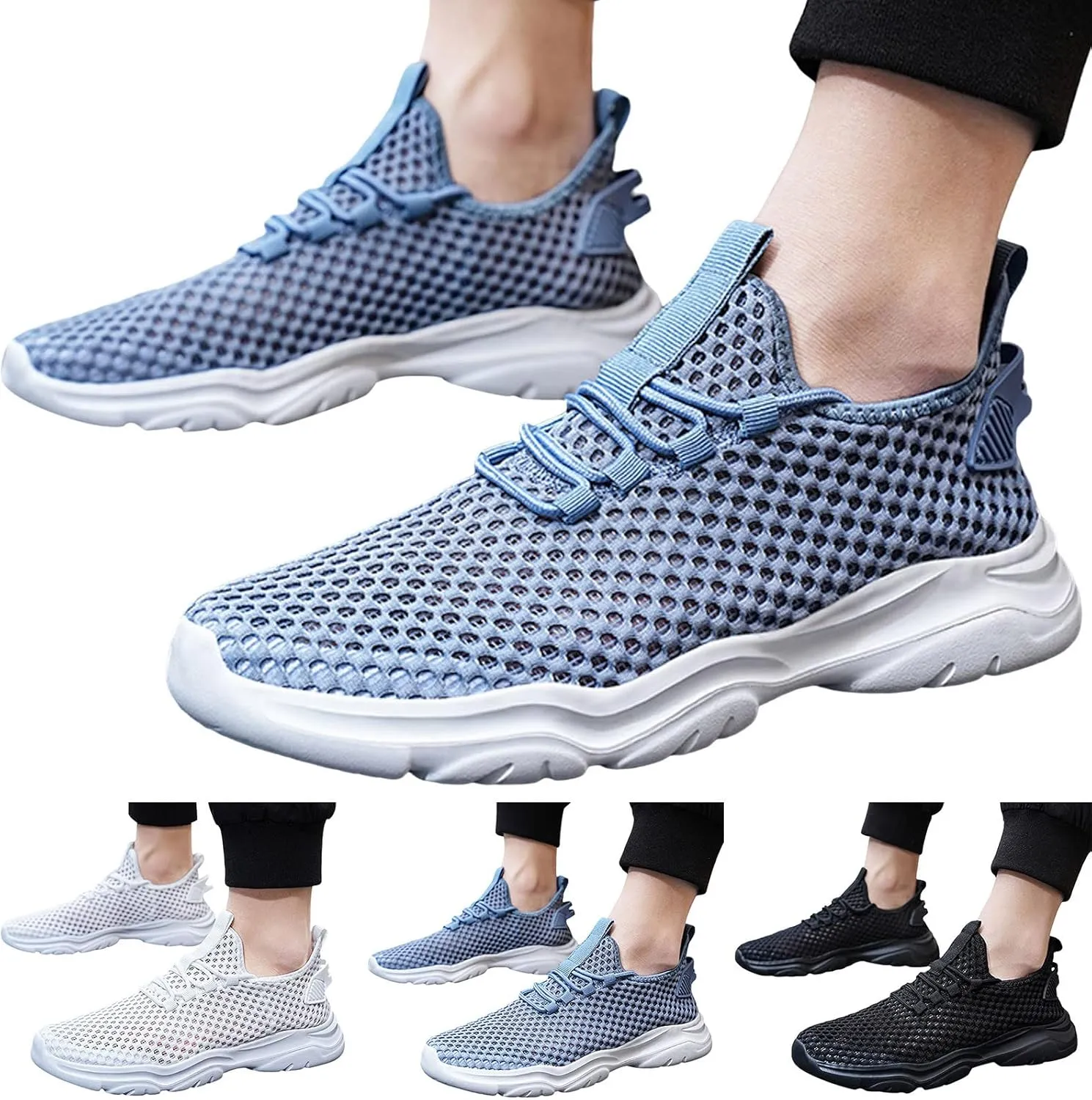 Men's Fashion Sneakers Men's Athletic Shoes Sneakers Classic Casual Walking Shoes Men Casual Comfortable Breathable Slip on Men Black on