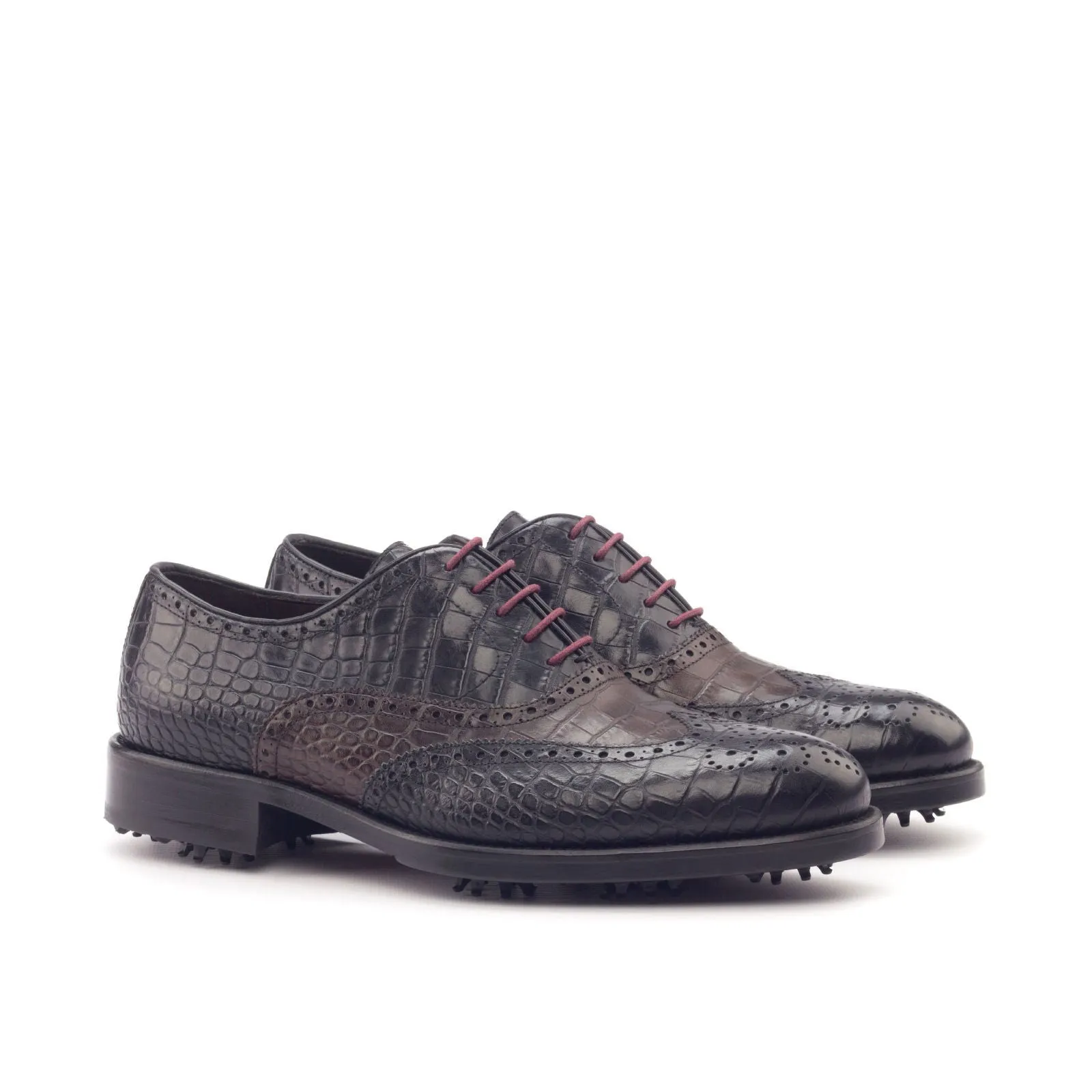 Men's Full Brogue Golf Leather Shoes Wide Plus Size Black Brown 3001