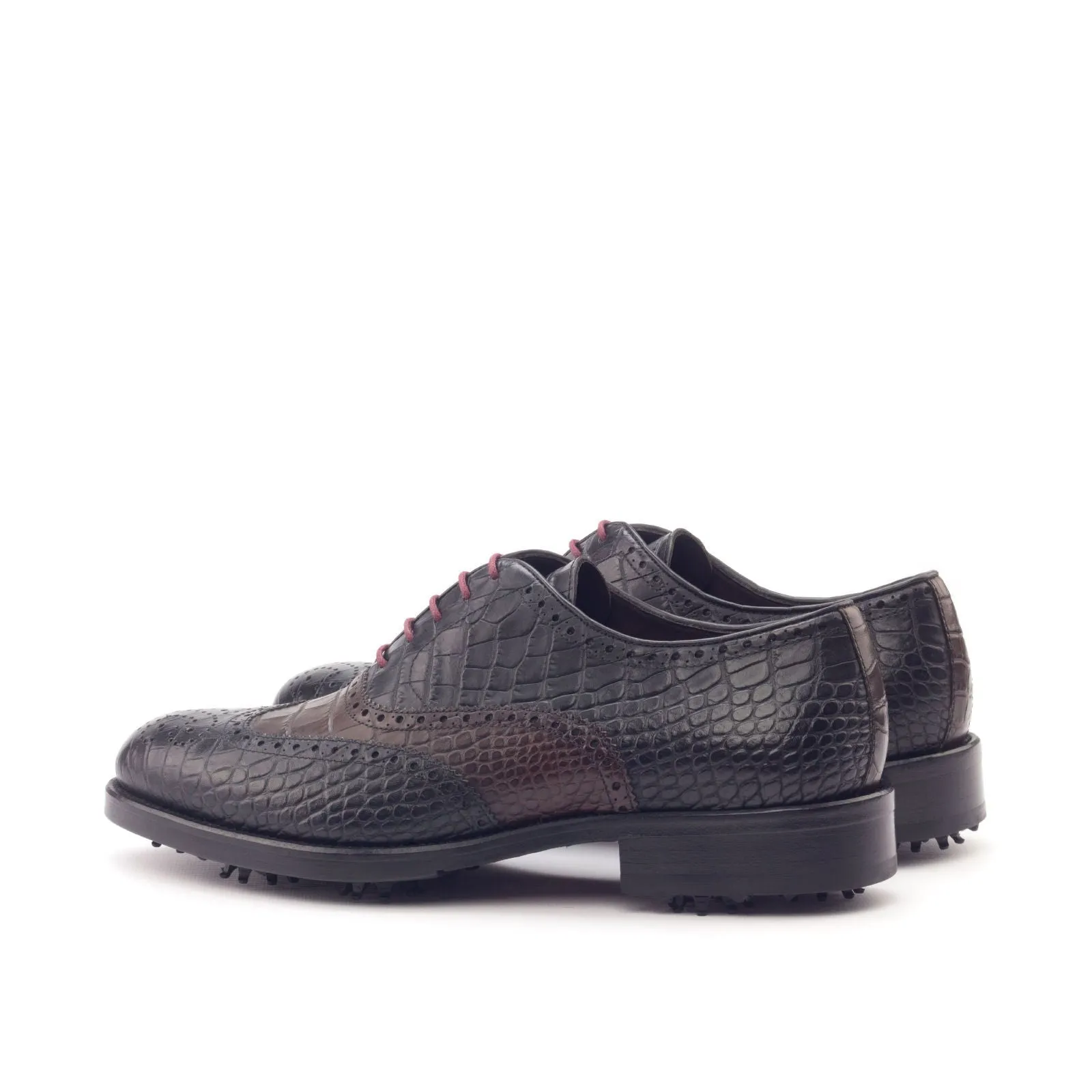 Men's Full Brogue Golf Leather Shoes Wide Plus Size Black Brown 3001