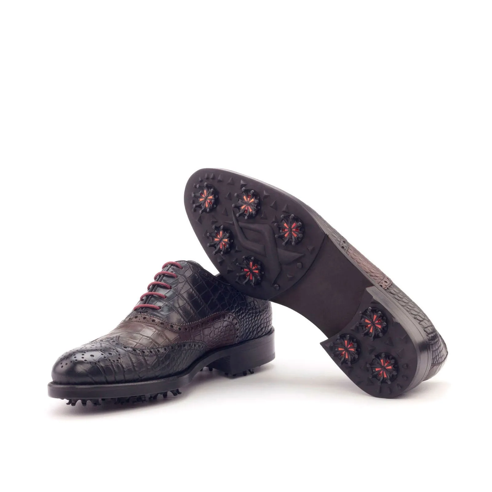 Men's Full Brogue Golf Leather Shoes Wide Plus Size Black Brown 3001