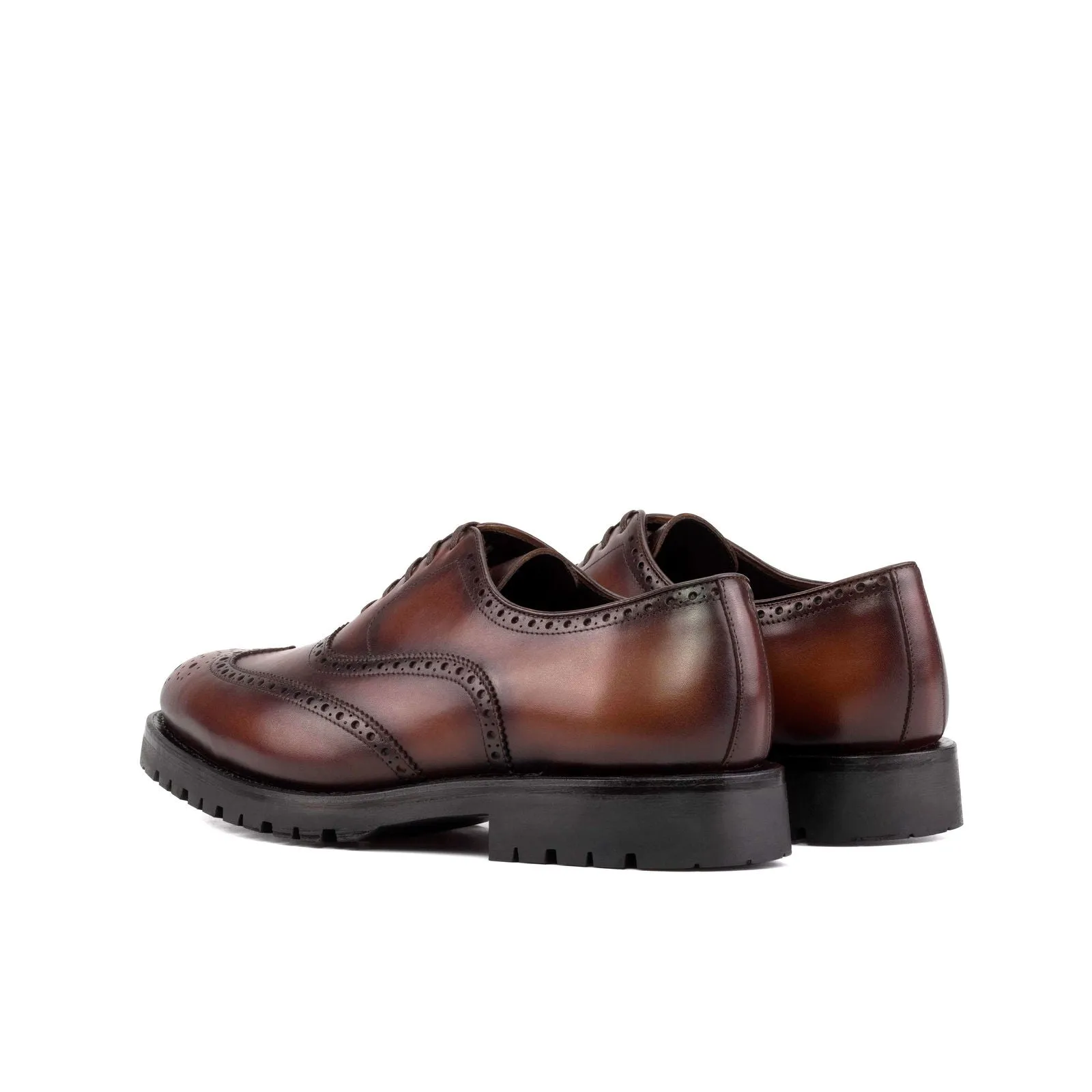 Men's Full Brogue Leather Shoes Goodyear Welt Wide Plus Size Brown 5570