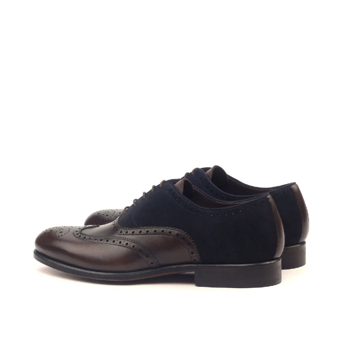 Men's Full Brogue Leather Shoes Wide Plus Size Blue Dark Brown 2391