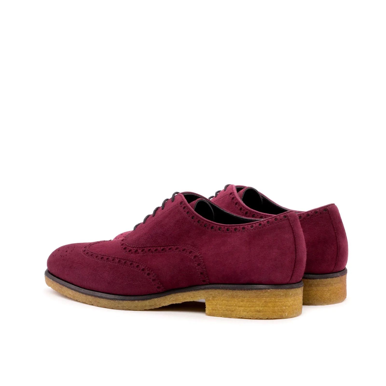 Men's Full Brogue Leather Shoes Wide Plus Size Burgundy 3571