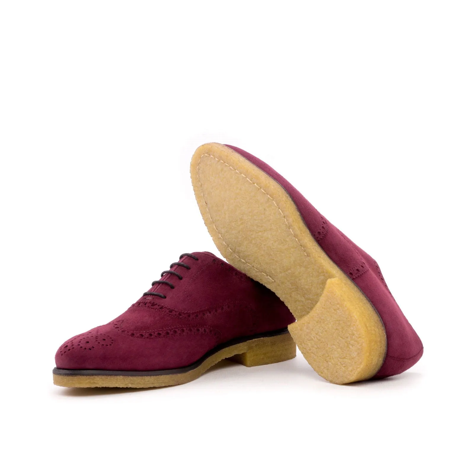 Men's Full Brogue Leather Shoes Wide Plus Size Burgundy 3571