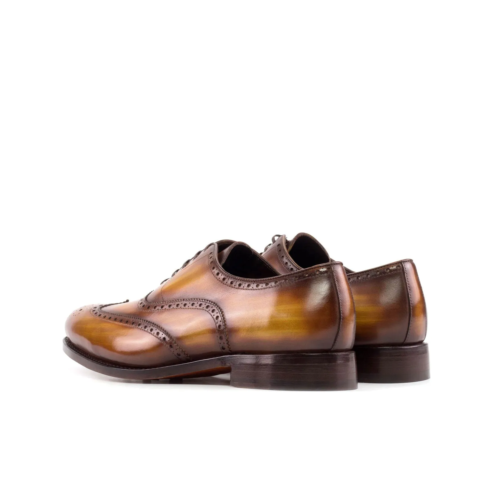 Men's Full Brogue Shoes Patina Leather Goodyear Welt Wide Plus Size Brown 5649