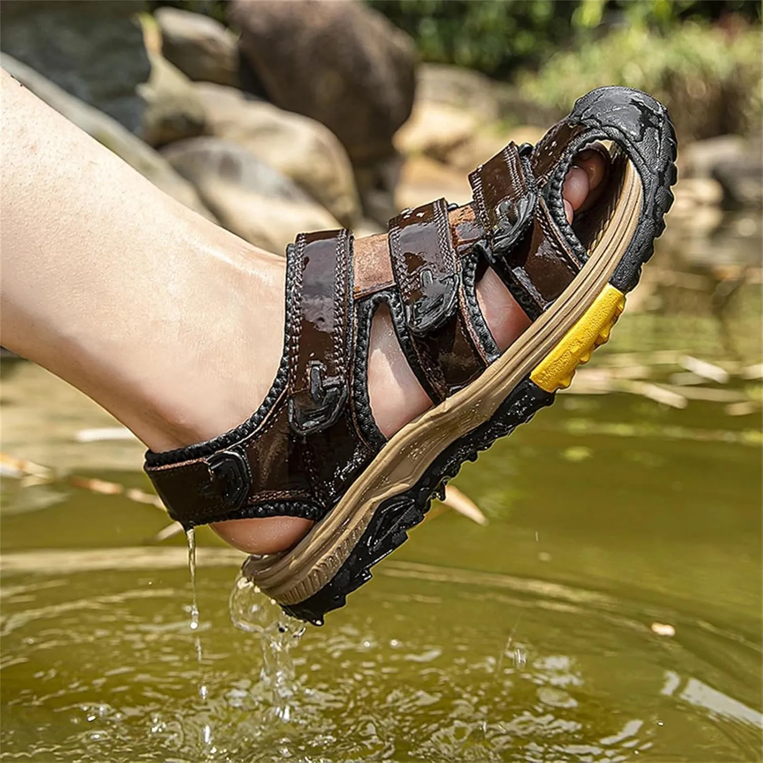 Men's Genuine Leather Casual Men's Shoes Outdoor Breathable Beach Sandals