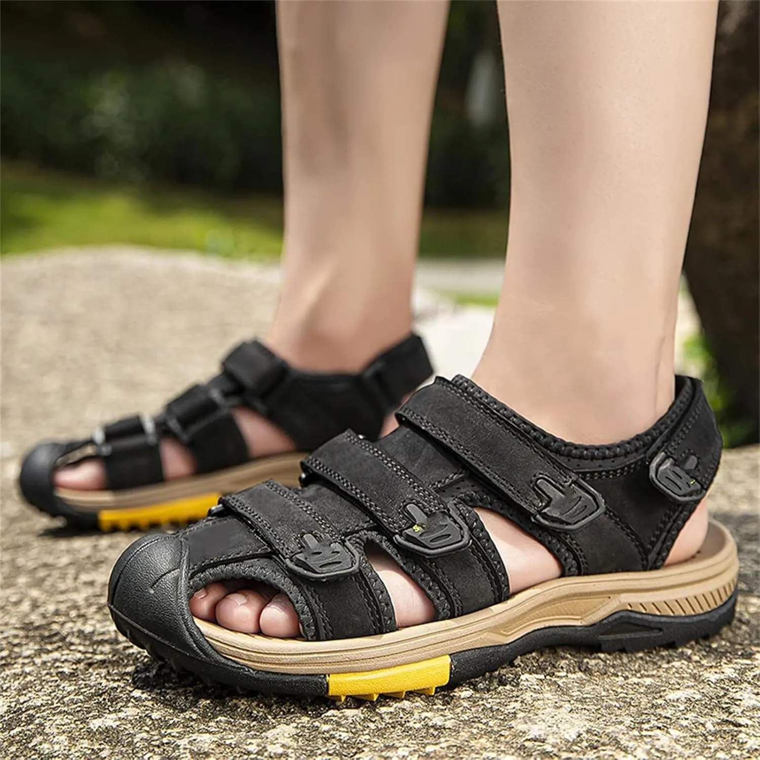 Men's Genuine Leather Casual Men's Shoes Outdoor Breathable Beach Sandals