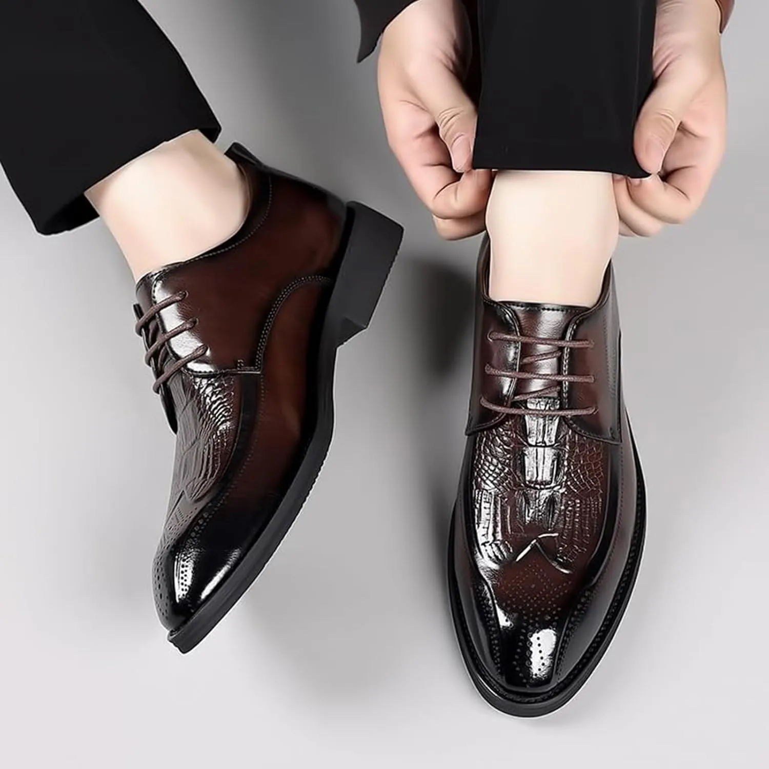 Men's Genuine Leather Dress Shoes Comfortable Loafers Classic Formal Business Shoes Slip On Classic Non Slip Comfortable