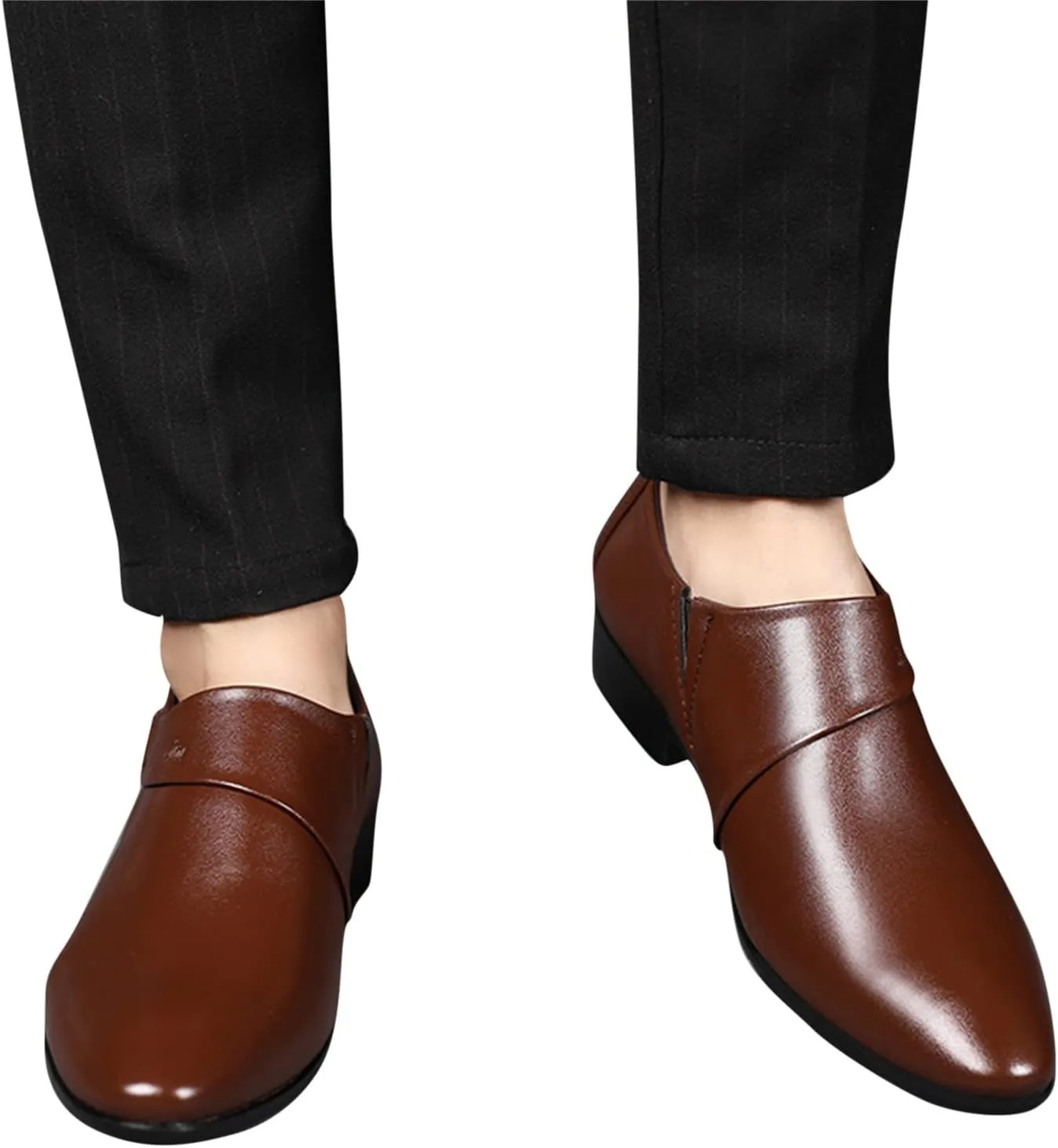 Men's Handmade Dress Shoes Oxford Formal Leather Fashion Summer and Autumn Men Leather Shoes Pointed Toe Low Heeled Slip On Solid Color Simple Style Mens Shoes Business Casual Comfortable
