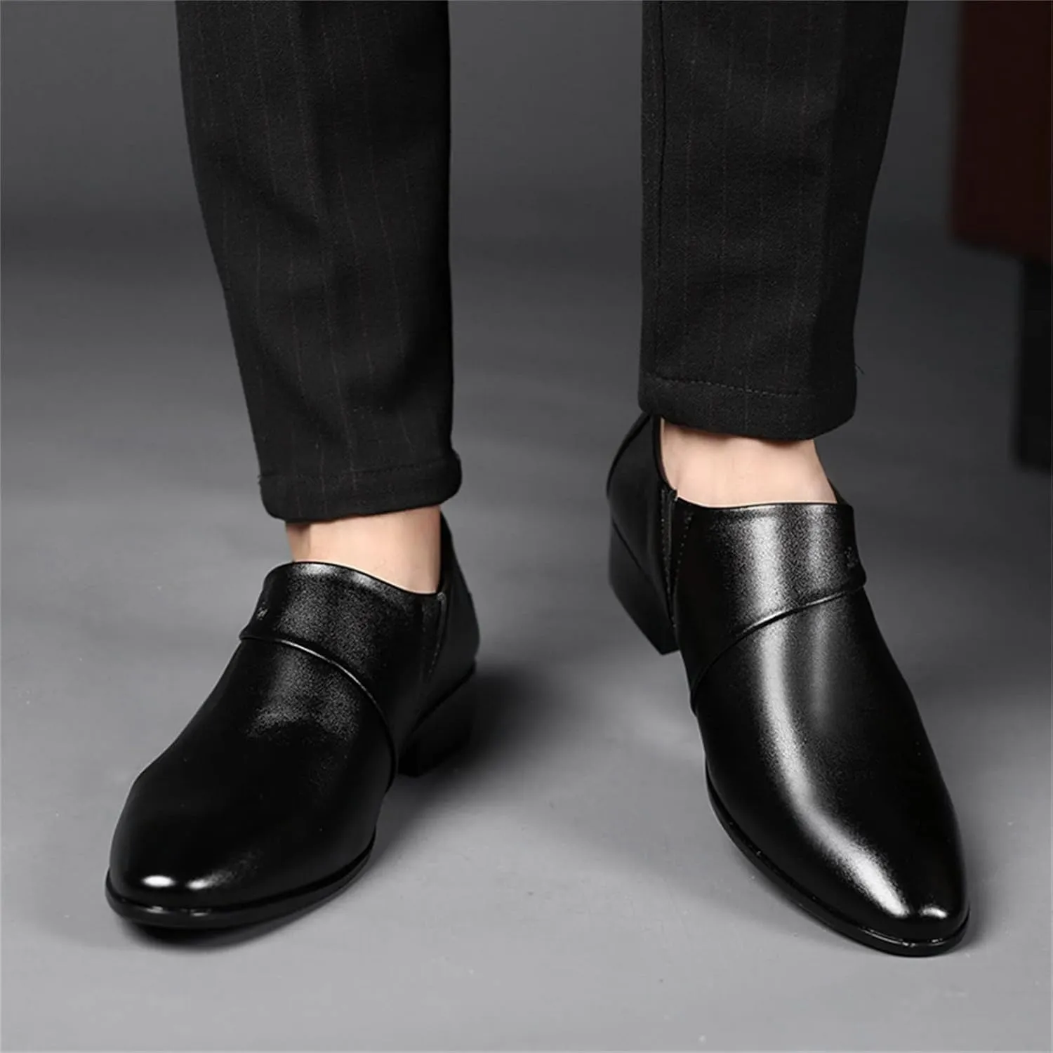 Men's Handmade Dress Shoes Oxford Formal Leather Fashion Summer and Autumn Men Leather Shoes Pointed Toe Low Heeled Slip On Solid Color Simple Style Mens Shoes Business Casual Comfortable