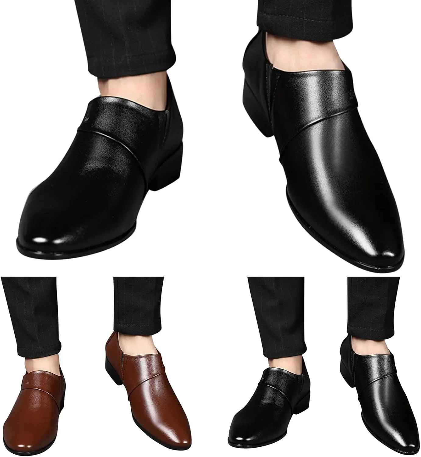 Men's Handmade Dress Shoes Oxford Formal Leather Fashion Summer and Autumn Men Leather Shoes Pointed Toe Low Heeled Slip On Solid Color Simple Style Mens Shoes Business Casual Comfortable