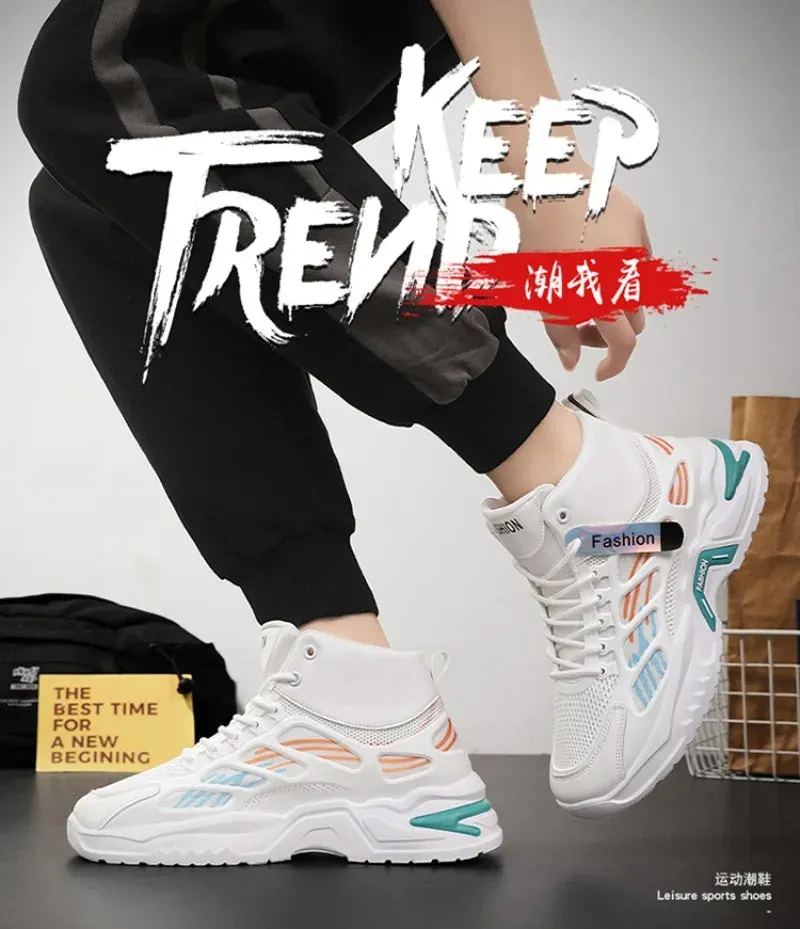 Men's High Top Sneakers  Breathable Air-cushion Running Shoes