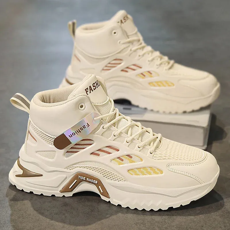 Men's High Top Sneakers  Breathable Air-cushion Running Shoes