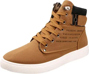 Men's High Top Sneakers Retro Casual Lace Up Sport Shoes Flat Bottom Walking Boots Outdoor Men Ledge Mid Boot
