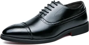 Men's Lace up Wingtip Brogues Dress Shoes,Fashion Modern Wingtip Business Banquet Work Formal Shoes Casual Pointed Toe Low Top Anti-Slip Leather Oxfords