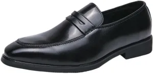 Mens Leather Loafers Pointed Toe Casual Shoes Low Heel Slip On Comfortable Driving Moccasins