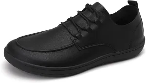 Men's Leather Wide Toe Flat Oxford Shoes Comfortable Round Toe Soft Sole Non-Slip Lace-Up Business Work Shopping Barefoot Casual Shoes