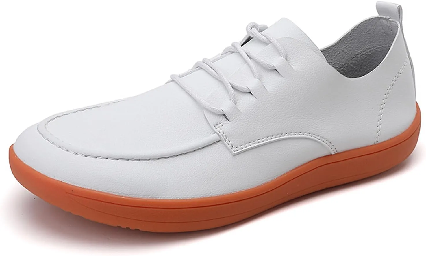 Men's Leather Wide Toe Flat Oxford Shoes Comfortable Round Toe Soft Sole Non-Slip Lace-Up Business Work Shopping Barefoot Casual Shoes