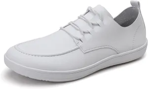 Men's Leather Wide Toe Flat Oxford Shoes Comfortable Round Toe Soft Sole Non-Slip Lace-Up Business Work Shopping Barefoot Casual Shoes