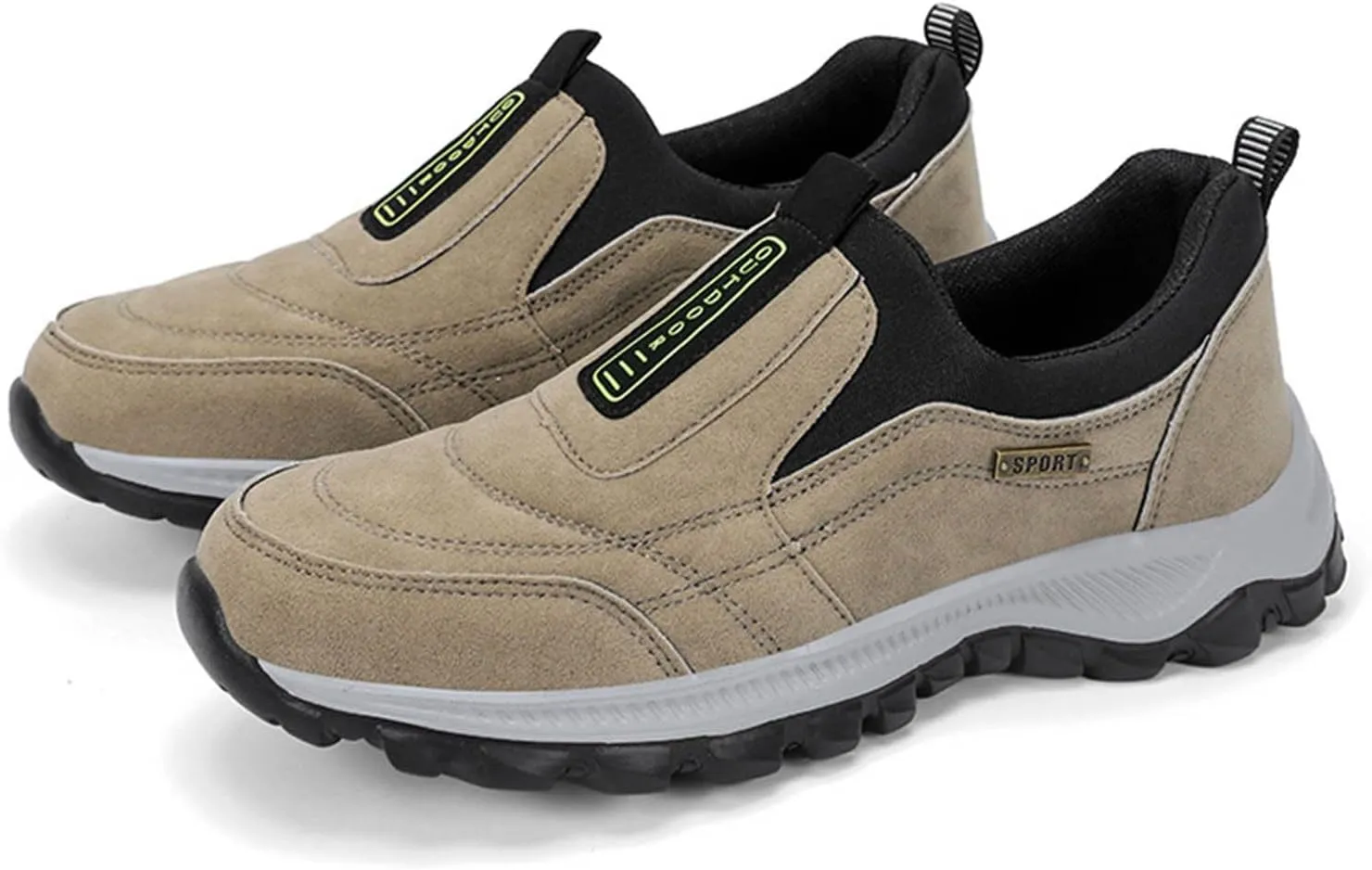 Men's Lightweight Cushion Sneakers Outdoor Athletic Slip-On Hiking Shoe Comfortable & Light-Weight Stretch Shoes