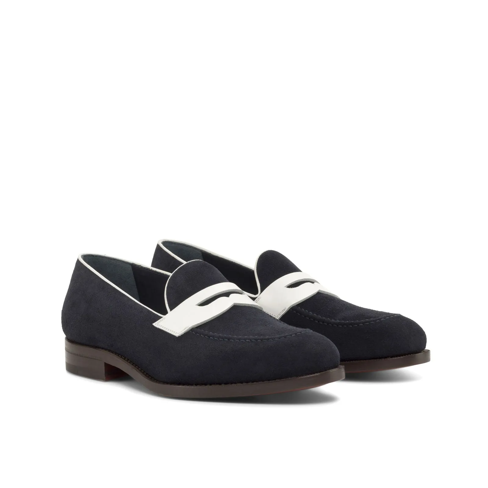 Men's Loafer Leather Shoes Wide Plus Size White Blue 4939